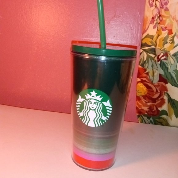 Starbucks CHRISTMAS GREEN & RED 2022 Holiday Travel Tumbler WITH Lid - Picture 2 of 9